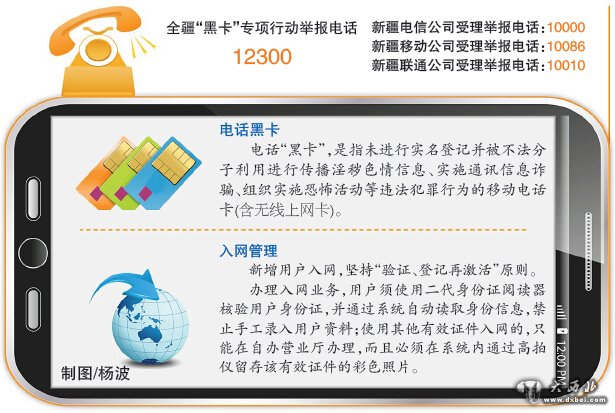 新疆率先完成电话“实名制” 自治区通信管理局和电信企业设立“黑卡”治理举报电话